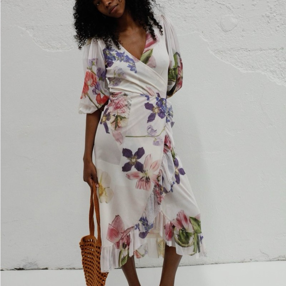 Ganni Multicolor Floral Midi Dress